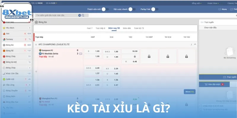 Kèo Tài Xỉu thể thao có tên gọi khác là Over/Under - O/U
